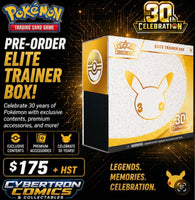 Pokémon 30th anniversary Elite Trainer box ( PRE ORDER) 1 free bonus pack of Pitch black included