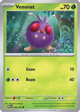 Venonat 048/165  - Reverse Holofoil SV Scarlet & Violet 151 - Common