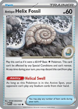Antique Helix Fossil 153/165  - Reverse Holofoil SV Scarlet & Violet 151 - Common