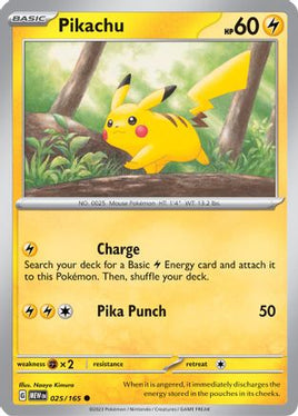 Pikachu 025/165  SV Scarlet & Violet 151 - Common