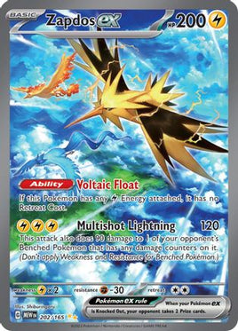 Zapdos ex 202/165  - Holofoil SV Scarlet & Violet 151 - Special Illustration Rare