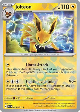 Jolteon (Poke Ball Pattern) 029/131  - Holofoil SV Prismatic Evolutions - Rare