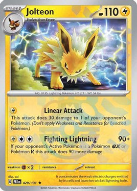 Jolteon (Master Ball Pattern) 029/131  - Holofoil SV Prismatic Evolutions - Rare