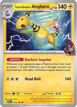 Team Rocket's Ampharos 074  SV10 Destined Rivals - Uncommon