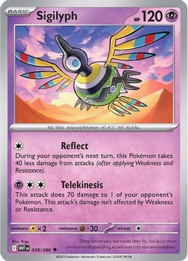 Sigilyph 038/086  - Reverse Holofoil SV White Flare - Uncommon