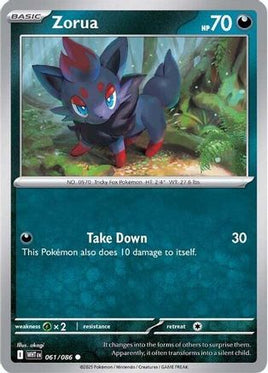 Zorua 061/086  - Reverse Holofoil SV White Flare - Common