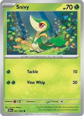 Snivy 001/086  - Reverse Holofoil SV Black Bolt - Common