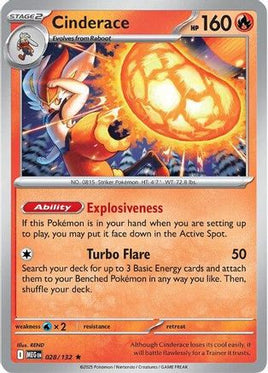 Cinderace 028  - Reverse Holofoil ME01 Mega Evolution - Rare
