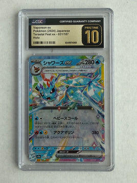 2024 Pokémon Japanese Vaporeon EX Terastal Fest Holo 031/187 CGC PRISTINE 10